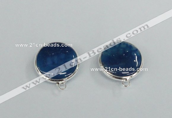 NGC381 18mm flat round agate gemstone connectors wholesale