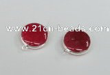 NGC382 18mm flat round agate gemstone connectors wholesale