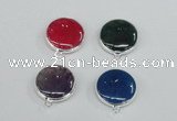 NGC384 18mm flat round agate gemstone connectors wholesale