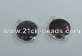 NGC385 18mm flat round agate gemstone connectors wholesale