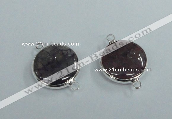 NGC385 18mm flat round agate gemstone connectors wholesale