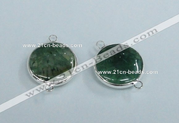 NGC388 18mm flat round agate gemstone connectors wholesale