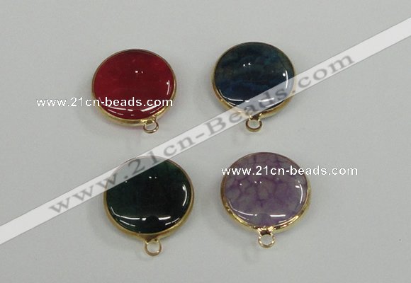 NGC395 18mm flat round agate gemstone connectors wholesale