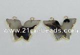 NGC405 30*40mm butterfly agate gemstone connectors wholesale