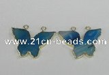 NGC409 30*40mm butterfly agate gemstone connectors wholesale