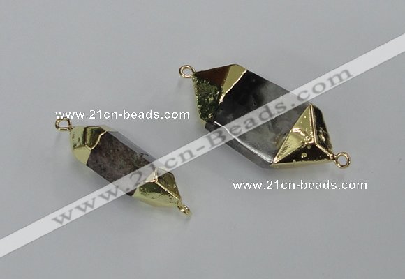 NGC414 10*25mm - 15*35mm faceted nuggets green phantom quartz connectors