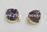 NGC419 20mm coin druzy amethyst gemstone connectors wholesale