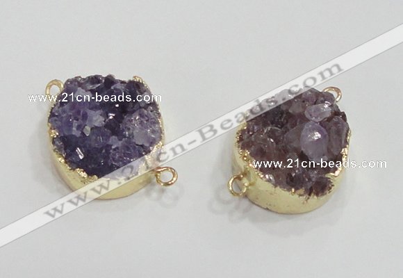 NGC419 20mm coin druzy amethyst gemstone connectors wholesale