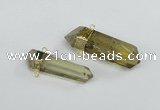 NGC422 12*45mm - 15*50mm faceted nuggets lemon quartz connectors