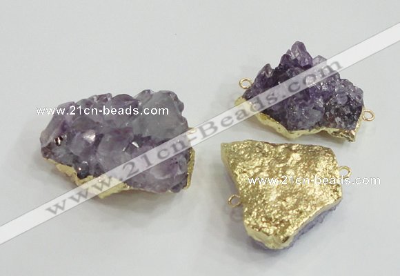 NGC439 20*25mm - 25*30mm freeform druzy amethyst gemstone connectors