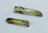 NGC443 13*50mm - 15*65mm faceted nuggets lemon quartz connectors