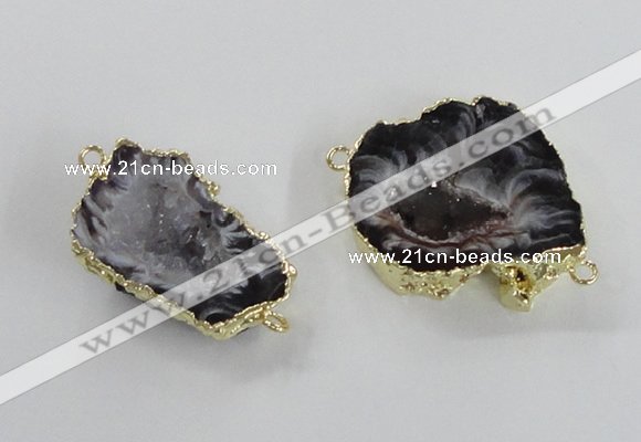 NGC450 18*25mm - 25*35mm freeform druzy agate gemstone connectors