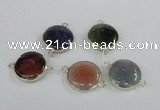 NGC453 20mm coin agate gemstone connectors wholesale