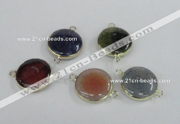 NGC453 20mm coin agate gemstone connectors wholesale