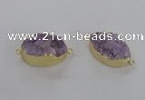 NGC472 20*30mm oval druzy agate gemstone connectors wholesale