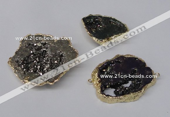 NGC487 25*35mm - 40*45mm freefrom plated druzy agate connectors