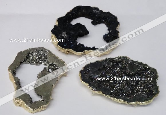 NGC488 45*50mm - 50*60mm freefrom plated druzy agate connectors