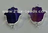 NGC5015 22*30mm - 25*35mm hamsahand agate gemstone connectors