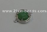 NGC5020 20mm flat round green aventurine with rhinestone connectors