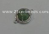 NGC5021 20mm flat round amazonite with rhinestone connectors