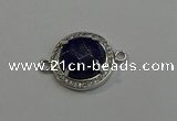 NGC5022 20mm flat round lapis lazuli with rhinestone connectors