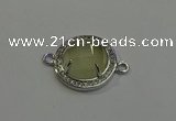 NGC5023 20mm flat round lemon quartz with rhinestone connectors