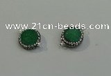 NGC5045 12mm - 14mm flat round druzy quartz with rhinestone connectors