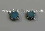 NGC5046 12mm - 14mm flat round druzy quartz with rhinestone connectors