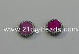 NGC5047 12mm - 14mm flat round druzy quartz with rhinestone connectors