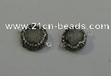 NGC5048 12mm - 14mm flat round druzy quartz with rhinestone connectors