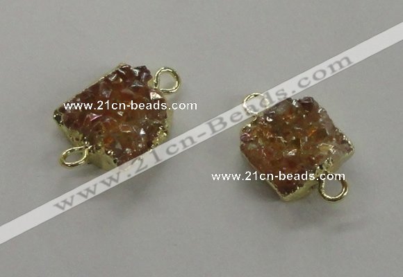 NGC506 8*10mm - 12*14mm freeform plated druzy agate connectors