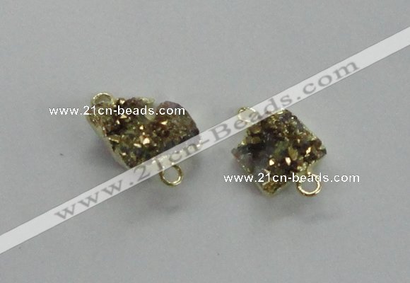 NGC507 8*10mm - 12*14mm freeform plated druzy agate connectors