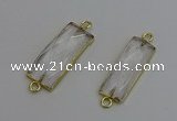 NGC5075 12*30mm - 15*35mm faceted rectangle white crystal connectors