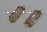 NGC5077 12*30mm - 15*35mm faceted rectangle rose quartz connectors