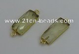 NGC5078 12*30mm - 15*35mm faceted rectangle lemon quartz connectors