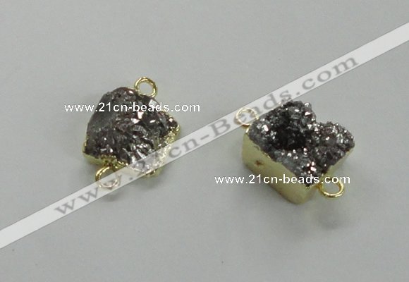 NGC508 8*10mm - 12*14mm freeform plated druzy agate connectors