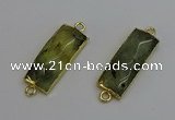 NGC5080 12*30mm - 15*35mm rectangle green rutilated quartz connectors