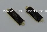 NGC5081 12*30mm - 15*30mm faceted rectangle smoky quartz connectors