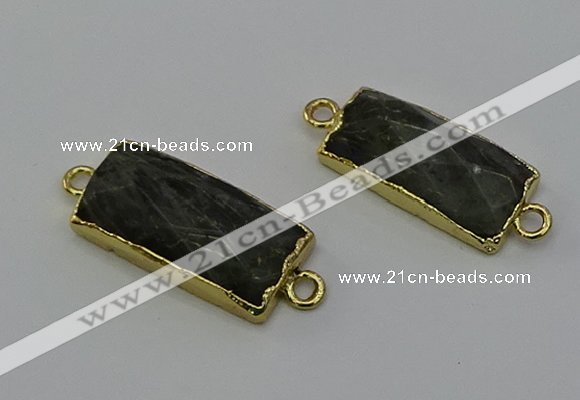 NGC5089 12*30mm - 15*30mm faceted rectangle labradorite connectors