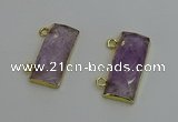 NGC5097 12*30mm - 15*35mm faceted rectangle light amethyst connectors