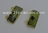 NGC5100 12*30mm - 15*35mm rectangle green rutilated quartz connectors