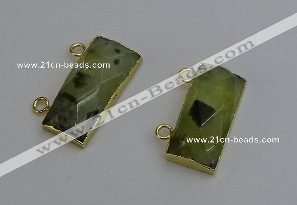 NGC5100 12*30mm - 15*35mm rectangle green rutilated quartz connectors