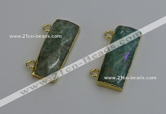 NGC5102 12*30mm - 15*35mm faceted rectangle amazonite connectors