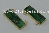 NGC5105 12*30mm - 15*30mm rectangle African green stone connectors