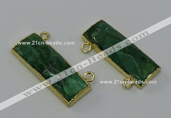 NGC5105 12*30mm - 15*30mm rectangle African green stone connectors