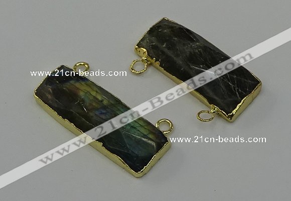 NGC5109 12*30mm - 15*30mm faceted rectangle labradorite connectors