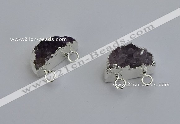 NGC5124 10*20mm - 12*20mm moon druzy amethyst gemstone connectors