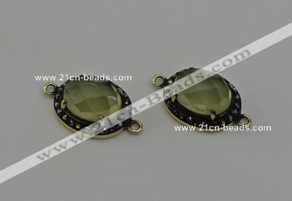 NGC5128 16*20mm oval lemon quartz gemstone connectors wholesale