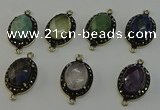 NGC5137 16*20mm oval mixed gemstone connectors wholesale