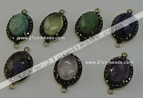 NGC5137 16*20mm oval mixed gemstone connectors wholesale